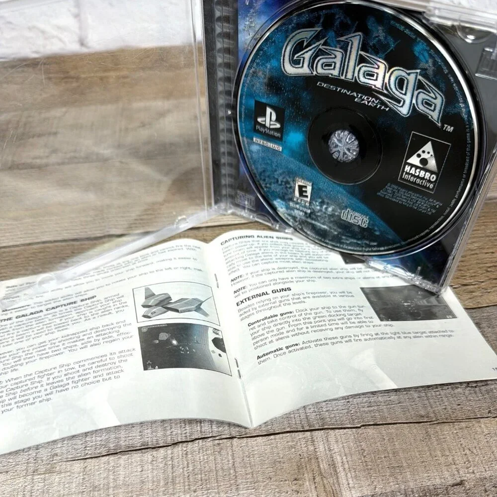 Black Label Galaga Destination Earth Video Game PlayStation 1 w/ Manual Tested